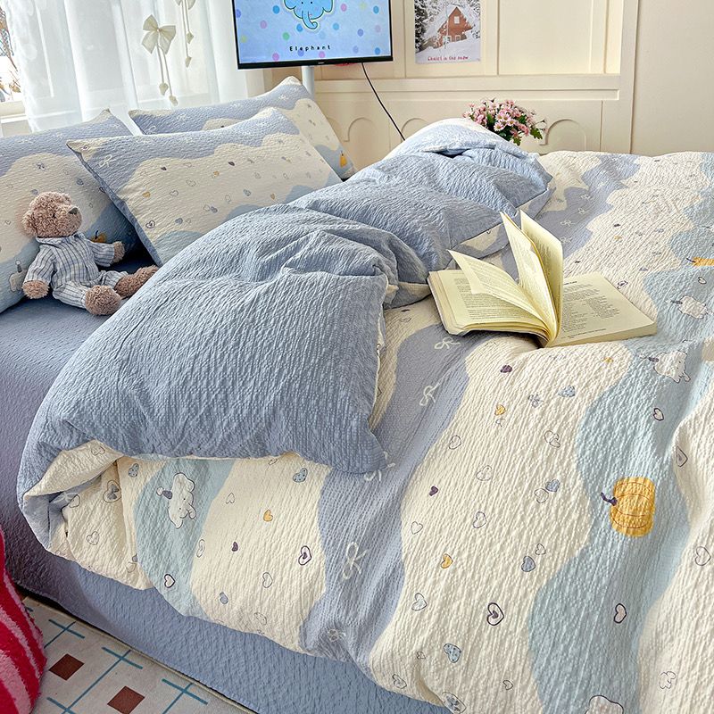 4Pcs PreCloud Linen | Set Đũi Xu Kem Style trẻ trung hiện đại | ID 4PCSPRECLOUD10
