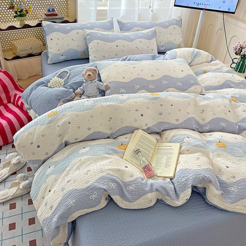 4Pcs PreCloud Linen | Set Đũi Xu Kem Style trẻ trung hiện đại | ID 4PCSPRECLOUD10