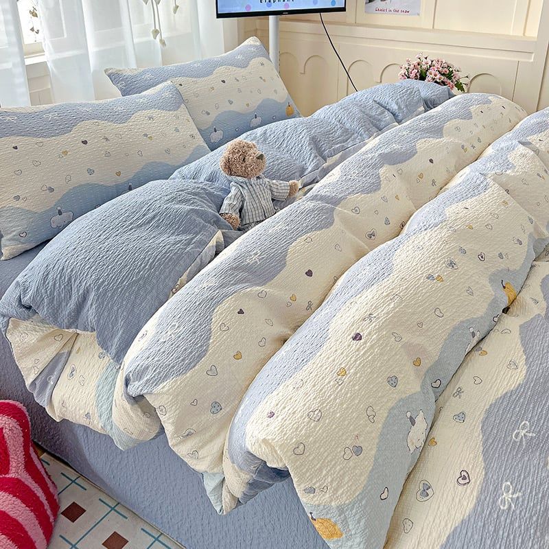 4Pcs PreCloud Linen | Set Đũi Xu Kem Style trẻ trung hiện đại | ID 4PCSPRECLOUD10