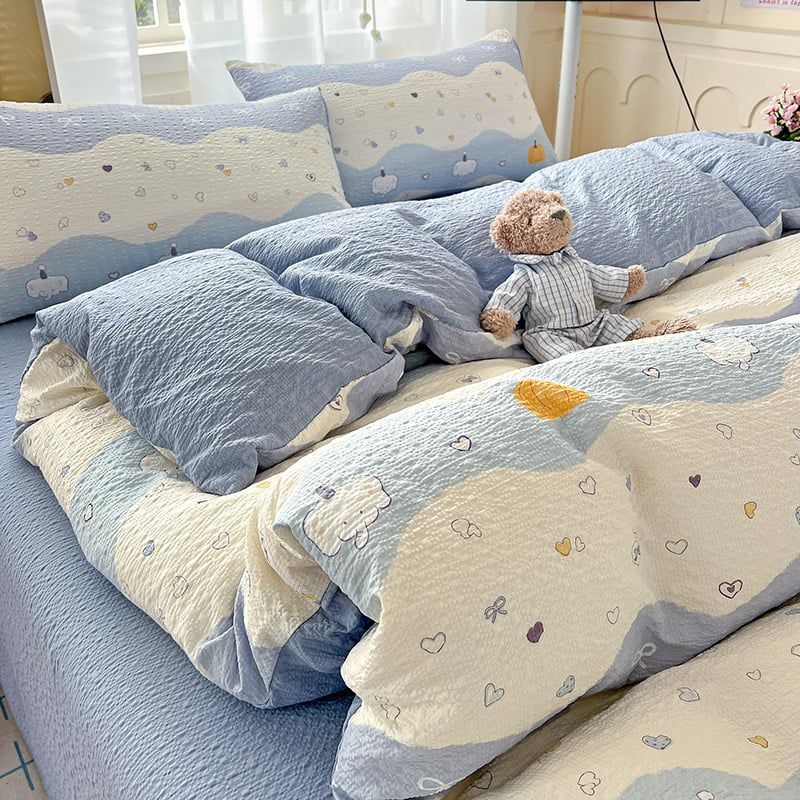 4Pcs PreCloud Linen | Set Đũi Xu Kem Style trẻ trung hiện đại | ID 4PCSPRECLOUD10