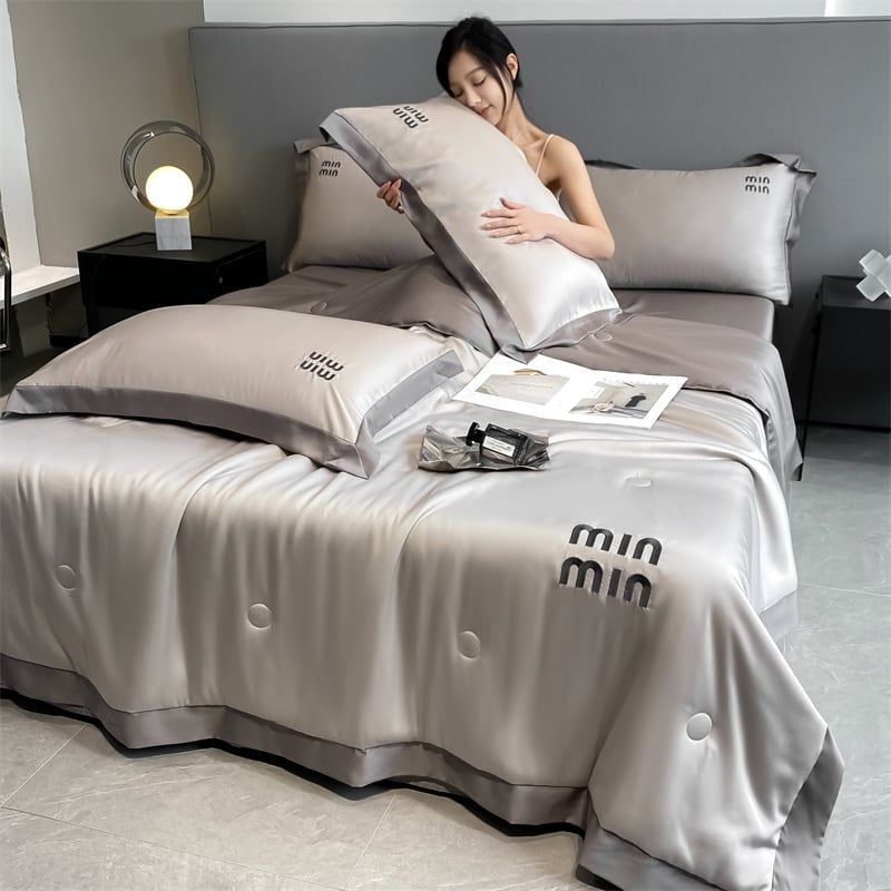 4Pcs Satin Babric | MinMin Standard Bedsets Summer Blanket | ID 4PCSSFABRICMIN08