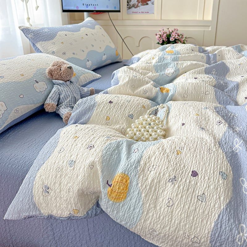 4Pcs PreCloud Linen | Set Đũi Xu Kem Style trẻ trung hiện đại | ID 4PCSPRECLOUD10