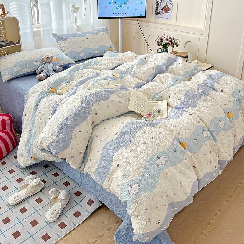 4Pcs PreCloud Linen | Set Đũi Xu Kem Style trẻ trung hiện đại | ID 4PCSPRECLOUD10