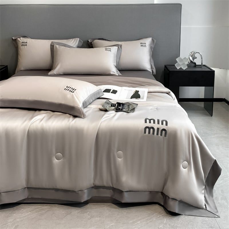 4Pcs Satin Babric | MinMin Standard Bedsets Summer Blanket | ID 4PCSSFARBRICMIN008
