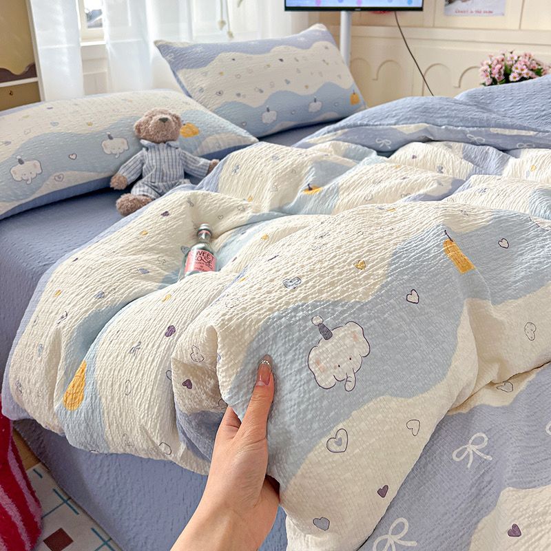 4Pcs PreCloud Linen | Set Đũi Xu Kem Style trẻ trung hiện đại | ID 4PCSPRECLOUD10