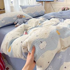 4Pcs PreCloud Linen | Set Đũi Xu Kem Style trẻ trung hiện đại | ID 4PCSPRECLOUD10