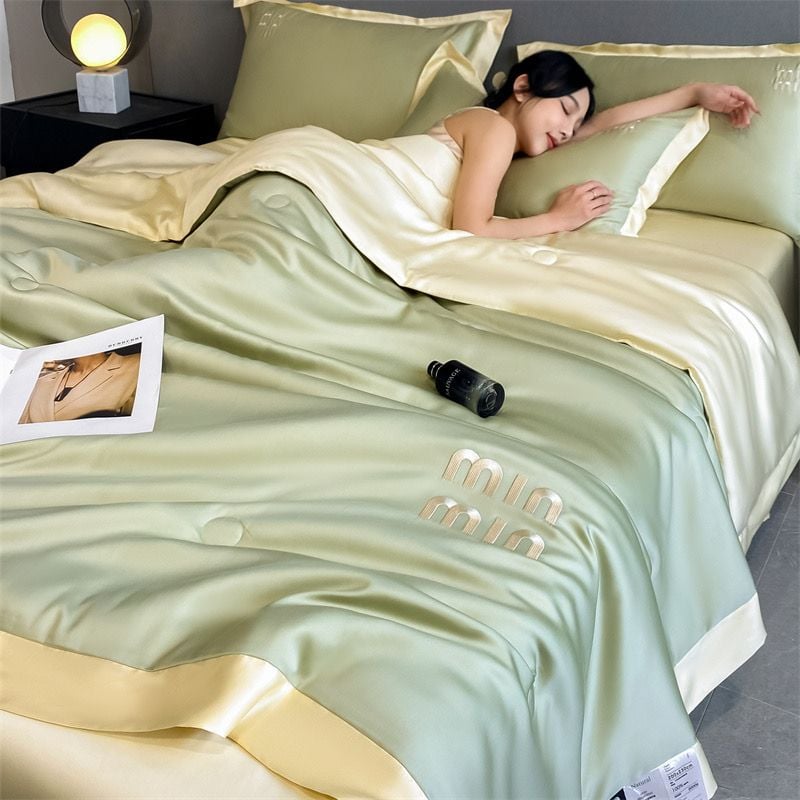 4Pcs Satin Babric | MinMin Standard Bedsets Summer Blanket | ID 4PCSSFARBRICMIN009