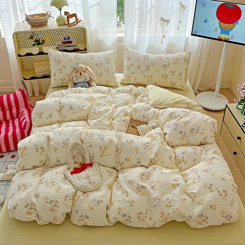 4Pcs PreCloud Linen | Set Đũi Xu Kem Style trẻ trung hiện đại | ID 4PCSPRECLOUD11