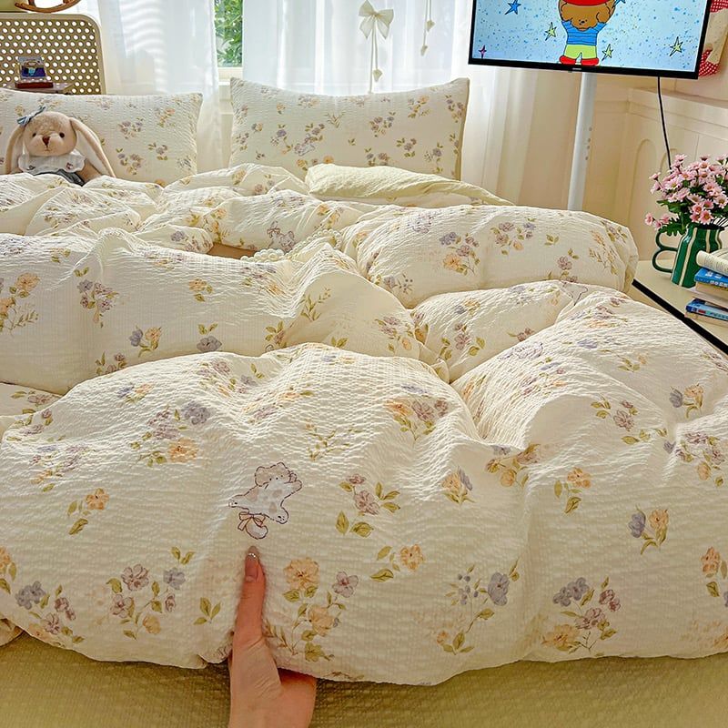 4Pcs PreCloud Linen | Set Đũi Xu Kem Style trẻ trung hiện đại | ID 4PCSPRECLOUD11