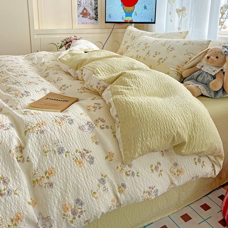 4Pcs PreCloud Linen | Set Đũi Xu Kem Style trẻ trung hiện đại | ID 4PCSPRECLOUD11