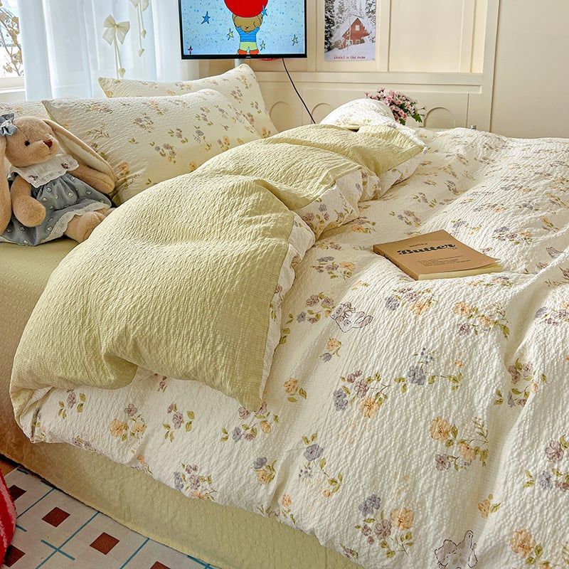 4Pcs PreCloud Linen | Set Đũi Xu Kem Style trẻ trung hiện đại | ID 4PCSPRECLOUD11