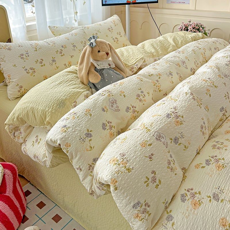 4Pcs PreCloud Linen | Set Đũi Xu Kem Style trẻ trung hiện đại | ID 4PCSPRECLOUD11
