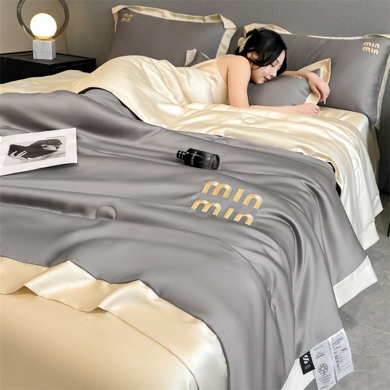 4Pcs Satin Babric | MinMin Standard Bedsets Summer Blanket | ID 4PCSSFARBRICMIN010
