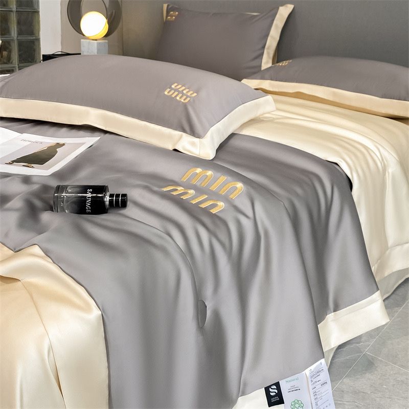 4Pcs Satin Babric | MinMin Standard Bedsets Summer Blanket | ID 4PCSSFARBRICMIN010