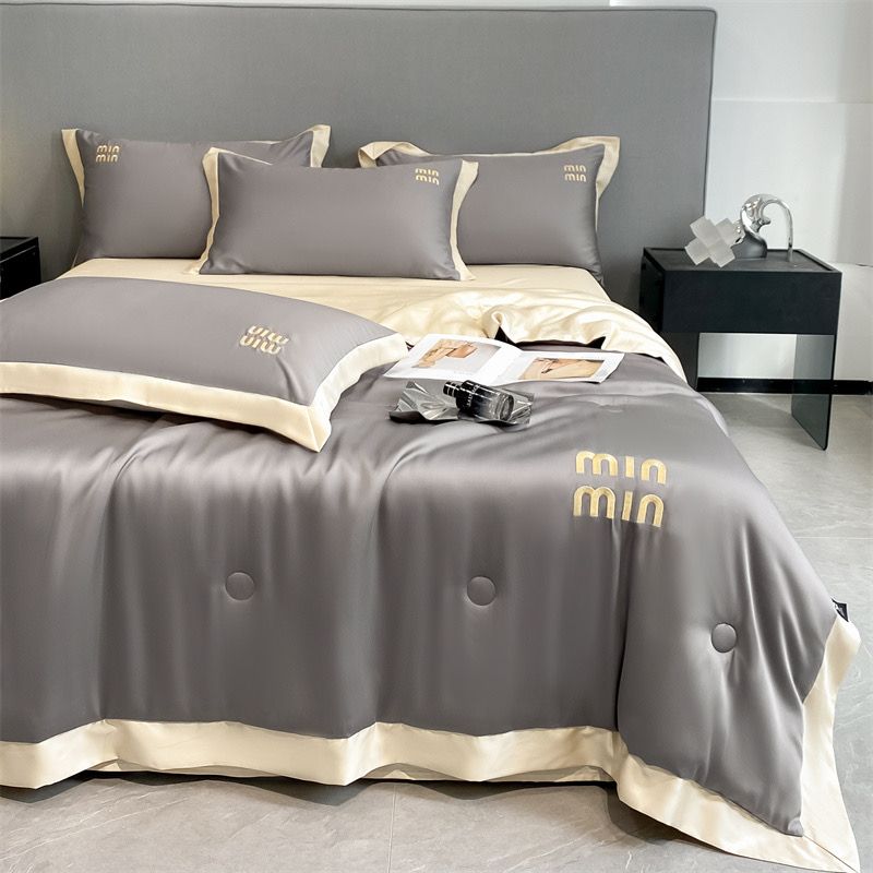 4Pcs Satin Babric | MinMin Standard Bedsets Summer Blanket | ID 4PCSSFARBRICMIN010
