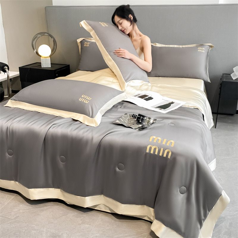 4Pcs Satin Babric | MinMin Standard Bedsets Summer Blanket | ID 4PCSSFARBRICMIN010