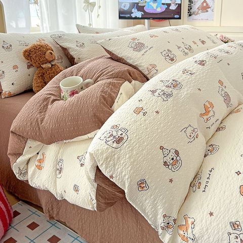 4Pcs PreCloud Linen | Set Đũi Xu Kem Style trẻ trung hiện đại | ID 4PCSPRECLOUD13