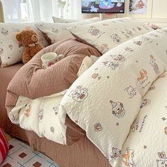 4Pcs PreCloud Linen | Set Đũi Xu Kem Style trẻ trung hiện đại | ID 4PCSPRECLOUD13