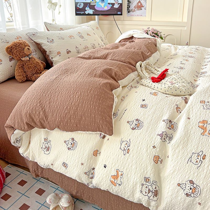 4Pcs PreCloud Linen | Set Đũi Xu Kem Style trẻ trung hiện đại | ID 4PCSPRECLOUD13