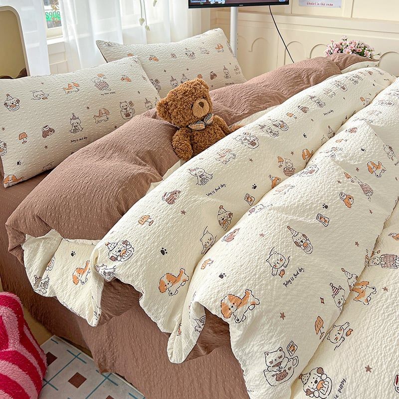 4Pcs PreCloud Linen | Set Đũi Xu Kem Style trẻ trung hiện đại | ID 4PCSPRECLOUD13