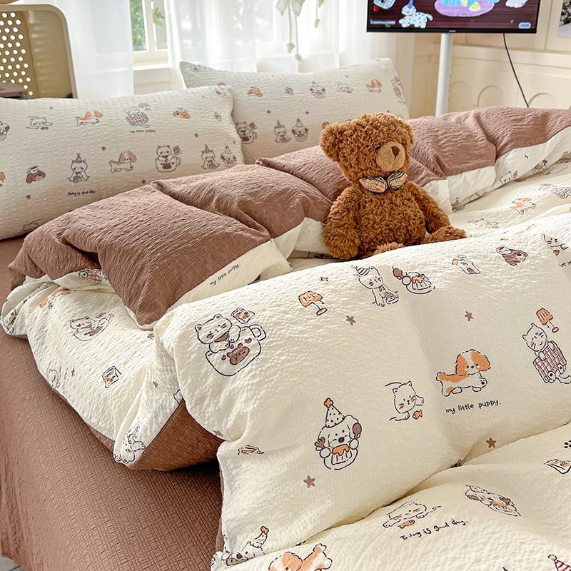 4Pcs PreCloud Linen | Set Đũi Xu Kem Style trẻ trung hiện đại | ID 4PCSPRECLOUD13