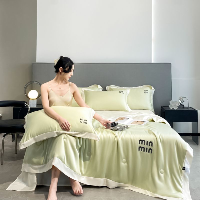 4Pcs Satin Babric | MinMin Standard Bedsets Summer Blanket | ID 4PCSSFARBRICMIN011