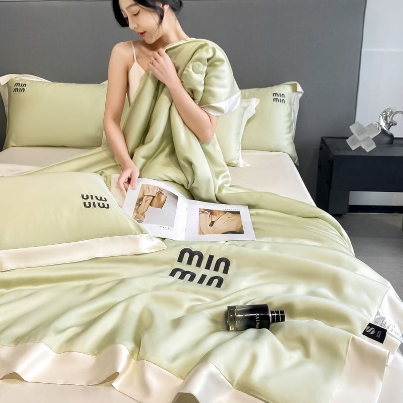 4Pcs Satin Babric | MinMin Standard Bedsets Summer Blanket | ID 4PCSSFABRICMIN11