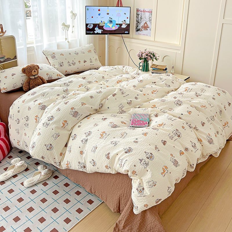 4Pcs PreCloud Linen | Set Đũi Xu Kem Style trẻ trung hiện đại | ID 4PCSPRECLOUD13