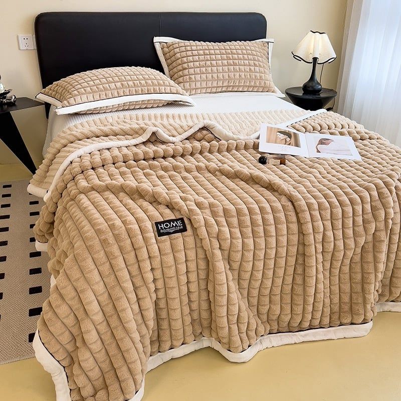Home Text Milk Velvet Blanket | Chăn lông nhung sữa Snow Home 230*200(1,6kg) | Caramen