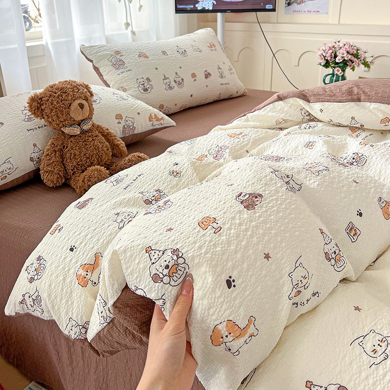 4Pcs PreCloud Linen | Set Đũi Xu Kem Style trẻ trung hiện đại | ID 4PCSPRECLOUD13