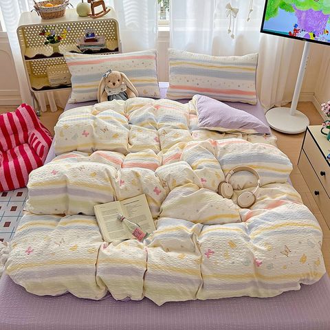 4Pcs PreCloud Linen | Set Đũi Xu Kem Style trẻ trung hiện đại | ID 4PCSPRECLOUD14