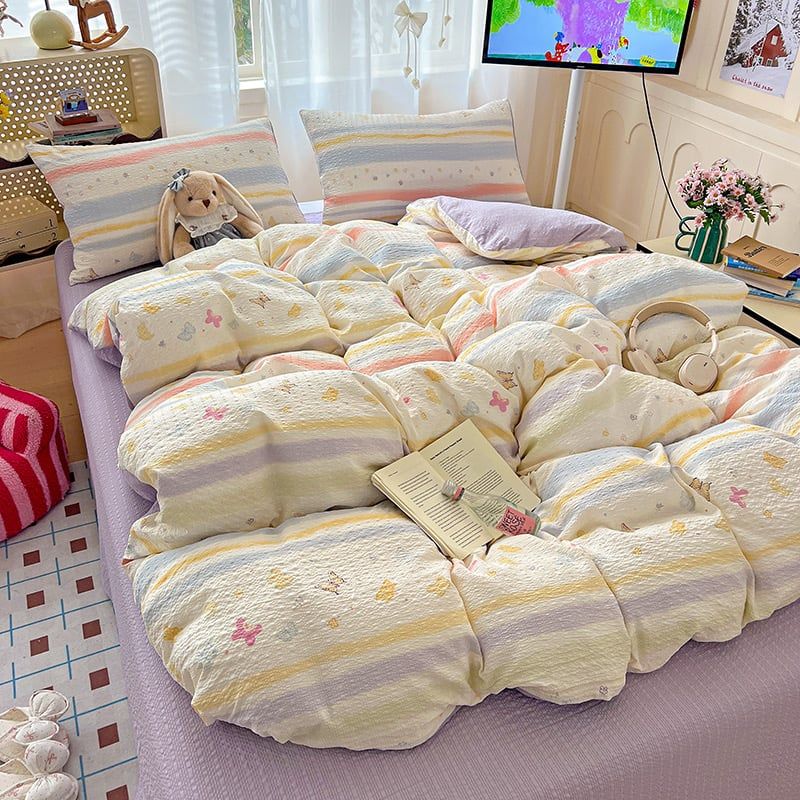 4Pcs PreCloud Linen | Set Đũi Xu Kem Style trẻ trung hiện đại | ID 4PCSPRECLOUD14