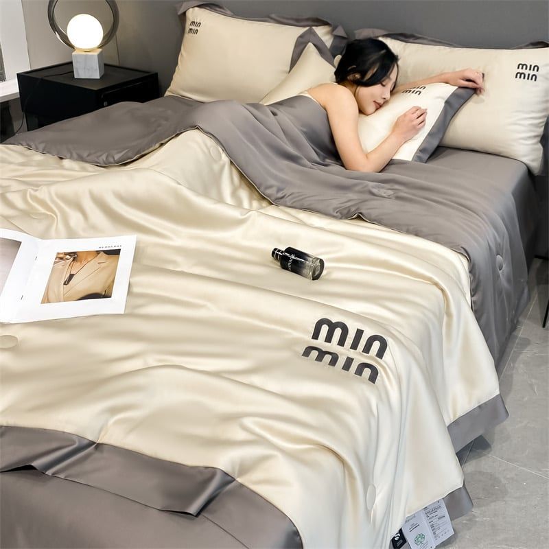 4Pcs Satin Babric | MinMin Standard Bedsets Summer Blanket | ID 4PCSSFABRICMIN12