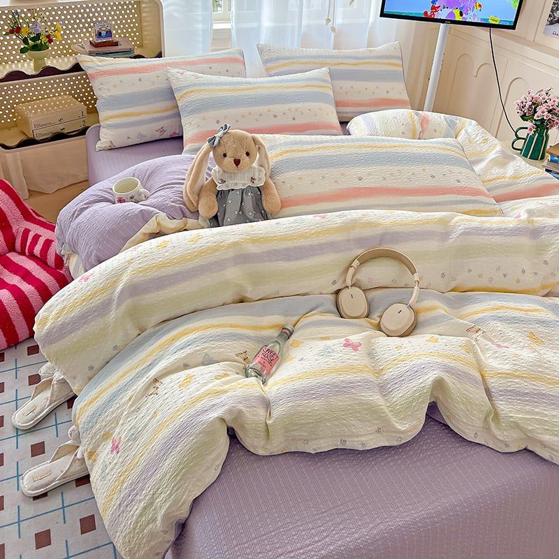 4Pcs PreCloud Linen | Set Đũi Xu Kem Style trẻ trung hiện đại | ID 4PCSPRECLOUD14