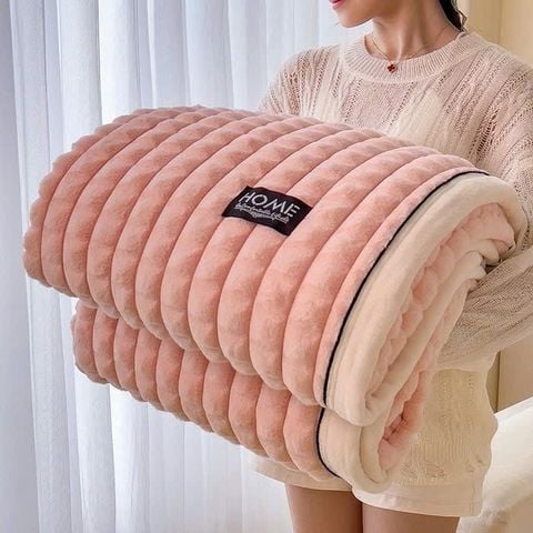 Home Text Milk Velvet Blanket | Chăn lông nhung sữa Snow Home 230*200cm(1,6kg) | Pink