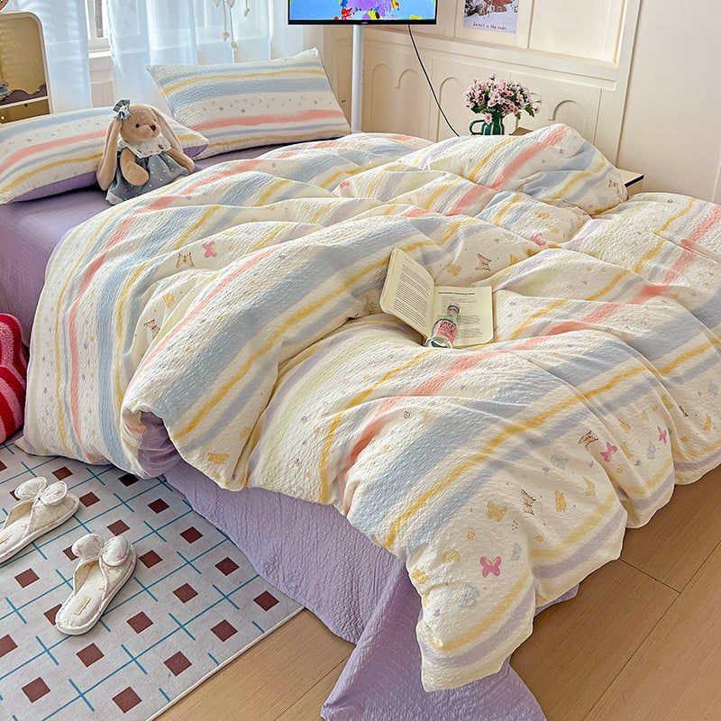 4Pcs PreCloud Linen | Set Đũi Xu Kem Style trẻ trung hiện đại | ID 4PCSPRECLOUD14
