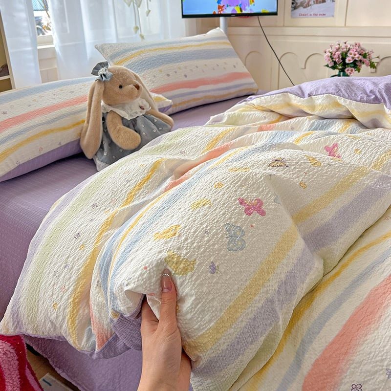 4Pcs PreCloud Linen | Set Đũi Xu Kem Style trẻ trung hiện đại | ID 4PCSPRECLOUD14