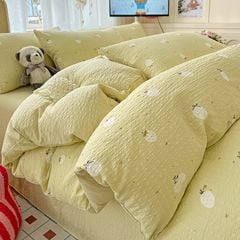 4Pcs PreCloud Linen | Set Đũi Xu Kem Style trẻ trung hiện đại | ID 4PCSPRECLOUD15