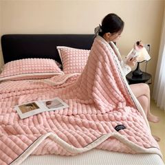 Home Text Milk Velvet Blanket | Chăn lông nhung sữa Snow Home 230*200cm(1,6kg) | Pink