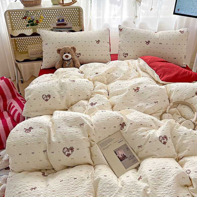 4Pcs PreCloud Linen | Set Đũi Xu Kem Style trẻ trung hiện đại | ID 4PCSPRECLOUD16