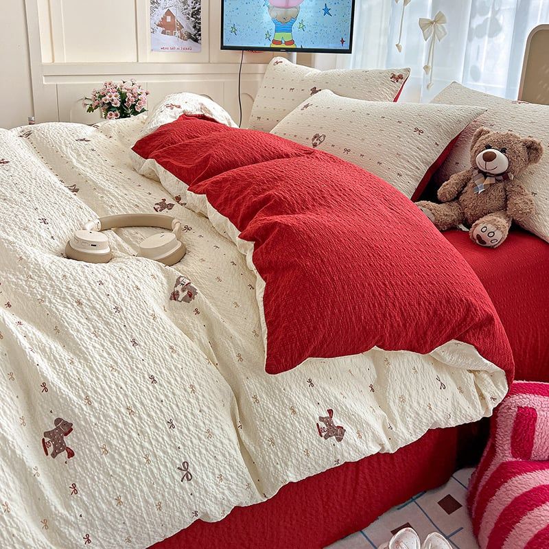 4Pcs PreCloud Linen | Set Đũi Xu Kem Style trẻ trung hiện đại | ID 4PCSPRECLOUD16