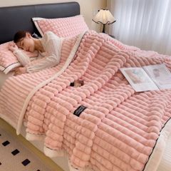 Home Text Milk Velvet Blanket | Chăn lông nhung sữa Snow Home 230*200cm(1,6kg) | Pink