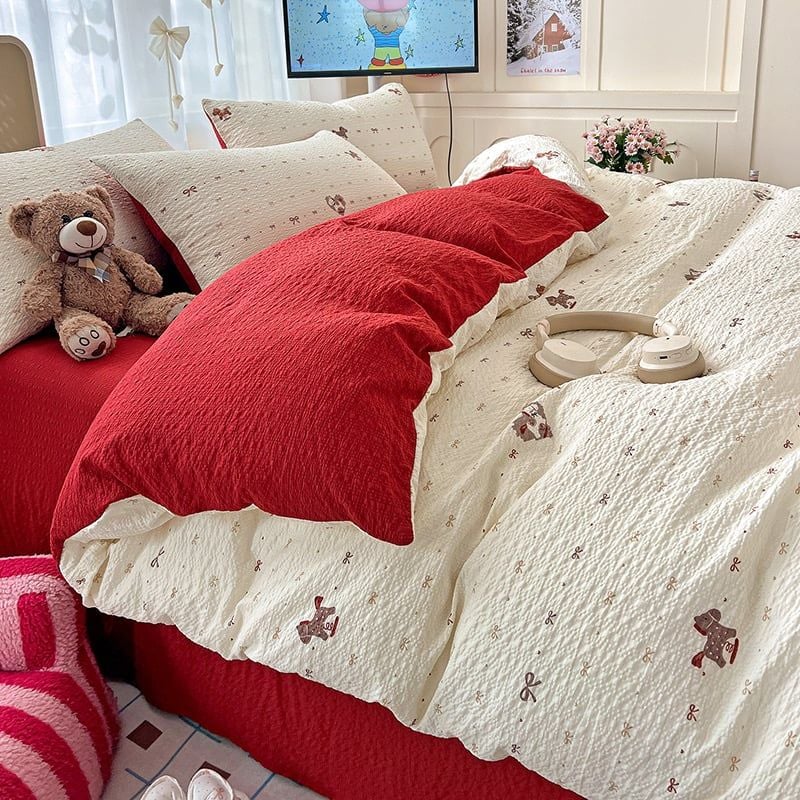 4Pcs PreCloud Linen | Set Đũi Xu Kem Style trẻ trung hiện đại | ID 4PCSPRECLOUD16