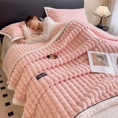 Home Text Milk Velvet Blanket | Chăn lông nhung sữa Snow Home 230*200cm(1,6kg) | Pink