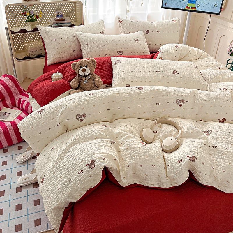 4Pcs PreCloud Linen | Set Đũi Xu Kem Style trẻ trung hiện đại | ID 4PCSPRECLOUD16