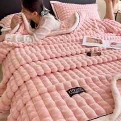 Home Text Milk Velvet Blanket | Chăn lông nhung sữa Snow Home 230*200cm(1,6kg) | Pink