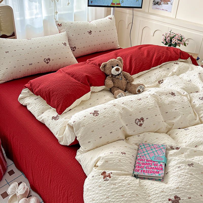 4Pcs PreCloud Linen | Set Đũi Xu Kem Style trẻ trung hiện đại | ID 4PCSPRECLOUD16