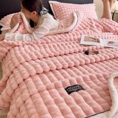 Home Text Milk Velvet Blanket | Chăn lông nhung sữa Snow Home 230*200cm(1,6kg) | Pink