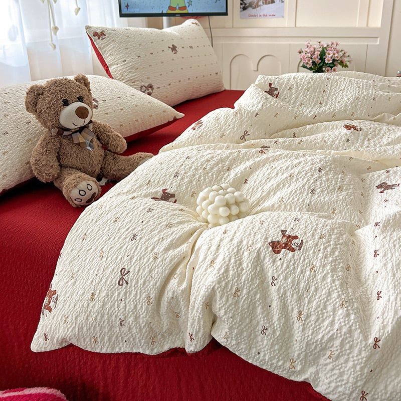 4Pcs PreCloud Linen | Set Đũi Xu Kem Style trẻ trung hiện đại | ID 4PCSPRECLOUD16
