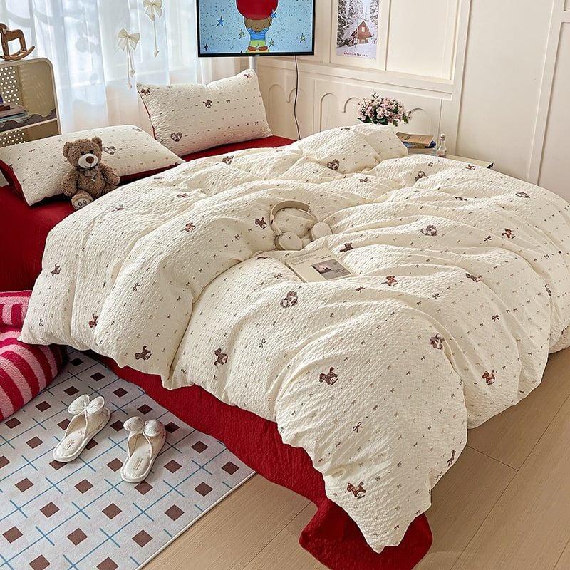 4Pcs PreCloud Linen | Set Đũi Xu Kem Style trẻ trung hiện đại | ID 4PCSPRECLOUD16